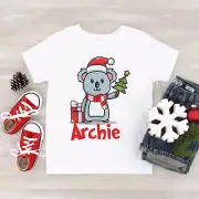 Personalised Kids Christmas T-Shirt, Custom Kids Christmas Gift, Koala