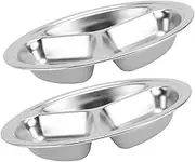 SECFOU Multi-Compartment Plates for Lunch Stainless Steel Serving Trays Partition Plates Serving School Lunch Trays