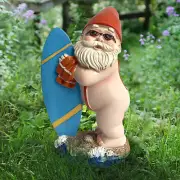 Garden Gnome Old Man Funny Statue Swimming Surf Dwarf Resin Outdoor Decoration