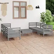 Generic 7 Piece Garden Lounge Set Grey Solid Pinewood,3082479