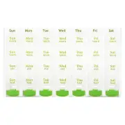 Weekly 4X/Day with Push Button Pop-Outs Medtime Planner, Green, 1 Count