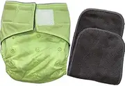 Pickymum Hook&Loop Washable Reusable Pocket Cloth Diaper Nappy and Insert Set, One Size (Green)