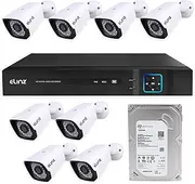 CCTV Home Security Camera System Elinz 8CH AHD 1080P HD Video & Audio Recording CCTV Surveillance DVR 8X Outdoor Bullet Cameras IP66, WDR, Night Vision with 1TB Hard Drive and 2 Years Warranty