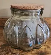 Pier 1 Glass 7"×9" Pumpkin-Shaped Jar with Cork Lid