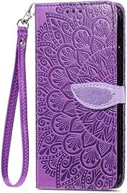 [YBROY] Case for Samsung Galaxy M14 4G, Magnetic Flip Leather Premium Wallet Phone Case, with Card Slot and Folding Stand, Case Cover for Samsung Galaxy M14 4G.(Purple)