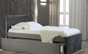 Selina King Single Trundle Storage Bed Frame Velvet Grey