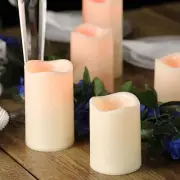 5 pcs Ivory LED Pillar Candles Lights Remote Control Party Centerpieces