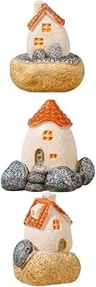 Yardenfun Resin Micro Landscape Houses 3pcs Mini Fairy Garden Houses Landscape Decor Bonsai Craft Outdoor Scene Accessories
