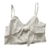 Aerie White Tie Front Crop Top