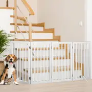 Pawz Wooden Pet Gate Dog Fence Safety Stair Barrier Security Door 4 Panel Large