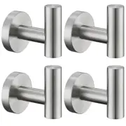 J-Hook Robe/Towel Hook in Stainless Steel Brushed Nickel (4 Pack)
