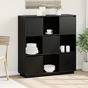 Highboard Black 110.5x35x117 cm Solid Wood Pine,Buffets & Sideboards 28.98KG-814373