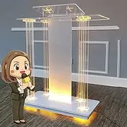 Acrylic Podium, Pulpits for Churches, Large Rolling Pulpit Chanting Podium Transparent Portable Podium Stand, Speaker Church Pulpit Podiums, Laptop Stand Up Desk for Classroom Conference Act