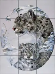 Leopard Tile Backsplash Forget Ceramic Wildlife Animal Art Mural VFA026