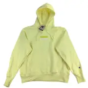 Champion Mens Reverse Weave Relaxed Fit Reflection Logo Hoodie Yellow L