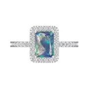 1.86 ct Emerald Cut Moissanite Gemstone Solitaire Ring With Accents White Gold