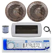 Dual Bluetooth Marine Receiver, Cover, Antenna,Wire, 2x 6.5" 150W Speaker (Camo)