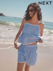 Blue/White Stripe Shorts With An Elasticated Waist (AR6859) | $47