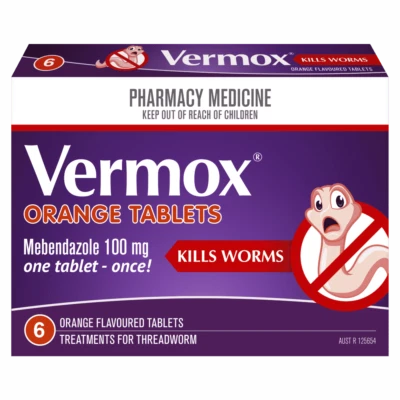 Vermoxx Treatments for Threadworm 6 Tablets - Orange Kills Worms Hookworm