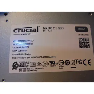 美光 Micron Crucial MX500 1TB SATA3 固態硬碟/SSD 二手/中古 桃園《蝦米小鋪》