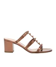 ROCKSTUD METALLIC CALFSKIN LEATHER SLIDE SANDAL 60 MM 34,36,37,38,39,37.5,38.5,39.5,40.5,40,41.5,41,36.5,35.5 Brown