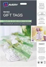 Avery C32303 Gift tags with String, White, 89 x 51 mm, 50 cards (982505 / C32303)
