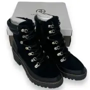 NEW Giani Bernini Lace Up Lug Sole Chunky Booties Black Suede size 8 Macy's
