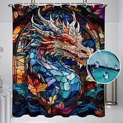 Shower Curtain with Hooks 180cm180cm(7070) Polyester Washable Waterproof Pattern Bathroom Bathtub Decor Animal Flower