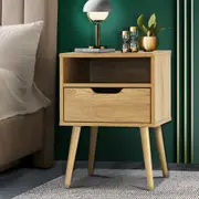 Oikiture Bedside Table Drawers Side Tables Nightstand Wood Storage Cabinet