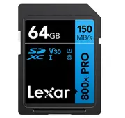 Lexar High-Performance 800x PRO 64GB SDHC' SDXC UHS-I Card BLUE Series up to 150MB/s1 shoot high-quality images and stunning 1080p Full-HD and 4K UHD