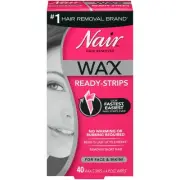 Nair Hair Remover Wax Ready-Strips for Face & Bikini, 40 CT..+