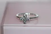 NIB Pandora Four Petal Flower RING 197967cz CHOOSE SZ RETIRED BAGTAG Pouch