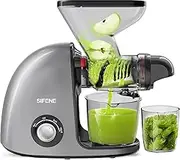 SiFENE Slow Masticating Cold Press Juicer Machines for Fruit Vegetable, Juice Yield Maker Extractor with Dual Mouth, Quiet Motor Anti-Clog System, Easy to Clean, Non-BPA (Gray)