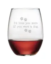susquehanna Set of Four 21oz I'd Like You More Stemless Wine Glasses