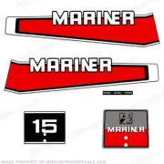 Fits Mariner 1977-1989 15hp Outboard Motor Decal Kit