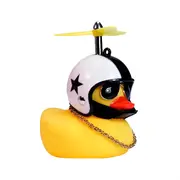 ANYPACK Car Ornaments Rubber Yellow Duck for Car Dashboard Decorations Cool Glasses Duck with Black Star Propeller Helmet Gold Chain
