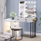 Vanity Makeup Set with Mirror Lights - Dressing Table with 6 Drawers/Large Stora