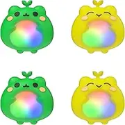 PlayVital Cute Universal Illuminated LED Thumbstick Grips for ps5, for ps4, Thumb Grip Caps for Xbox Series X|S, for Xbox One, Switch Pro, Enhanced Comfort, Joystick Protection - Frog Green & Yellow