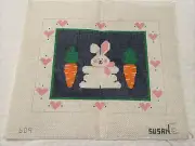 Bunny with Carrots Hand Painted Needlepoint Canvas - 13mesh