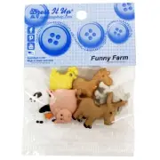 6 Pack Dress It Up Embellishments-Funny Farm DIUBTN-1G5LF