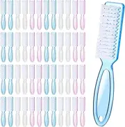 60 Pcs Nail Scrubber Brush Set, Fingernails Manicure Brushes Handle Grip Nail Dust Brush Pedicure Cleaning Brushes for Toes and Nails, 3 Colors