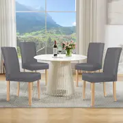 ALFORDSON 4x Dining Chair Cafe Kitchen Lounge Padded High-Back Wood Fabric Grey