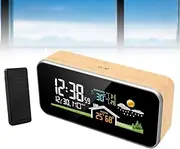 Wireless Multifunction Weather Station, Digital Alarm Clock Temperature Humidity Monitor, Digital Color Weather Station with Outdoor Sensor, Weather Forecast Alarm Clock, for Home Garden Office