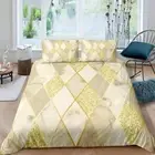 Duvet Cover Set Geometric Stripe Bedding Set for Kids Boys Golden Yellow Decor