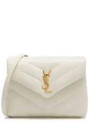 Saint Laurent Loulou Toy Quilted Cross Body Bag, Leather Bag, White One Size