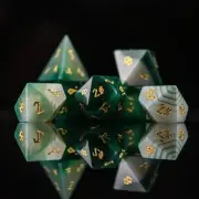 Green Agate Stone Dice Set Brand New by Misty Mountain Gaming