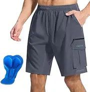 [EZRUN] Men's Mountain Bike Shorts 3D Padded Bicycle Biking Shorts Quick Dry Lightweight MTB Cycling Shorts