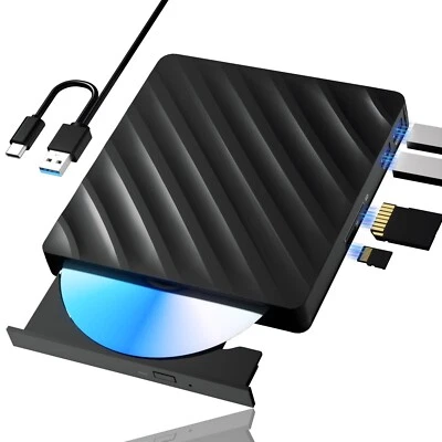 5 in 1 External Blu Ray Drive Portable Blu Ray Player with USB 3.0 Type-C Burner