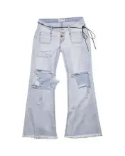 One Teaspoon Bandana Bell Distressed Bottoms Women Blue Pants