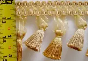 3.5" Tassel Fringe Yellow Gold has Matched Gimp, Loop Fringe, Brush Fringe